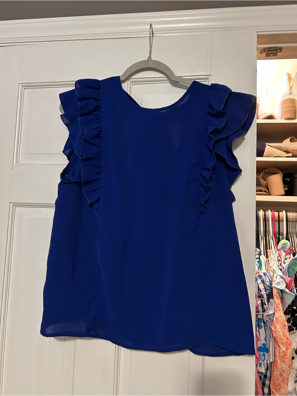 Women's Ruffle Sleeve Blouse - Royal Blue